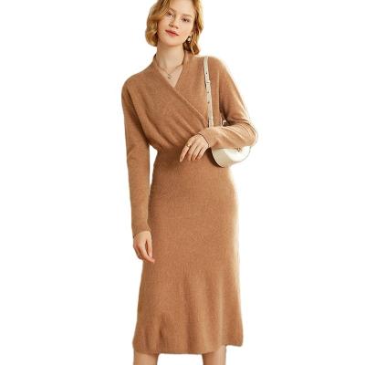 China Women Casual Anti-Wrinkle Long Sleeve Cashmere Knitting Sweater Dress for sale