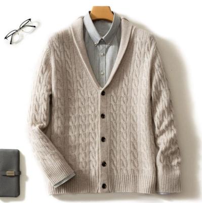 China Sweater Winter Men Fashion Loose Knitted V-Neckline Based 100% Cashmere Cardigan for sale