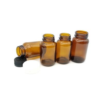 China 4oz Boston Chemical Wholesale Amber Round Pharmaceutical Glass Bottle 120ml Medicinal Glass Bottle for sale