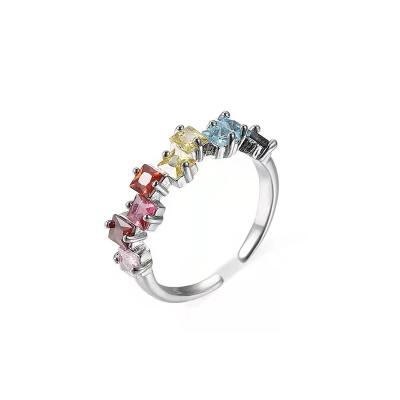 China Jewelry PUNKS Women in Europe and the United States Fashion Simple Baroque Zircon Rainbow Ring Ins Retro Trend Opening Adjustable Ring for sale