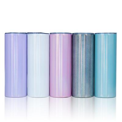 China Wholesale 20oz Glitter Double Wall Viable Vacuum Insulated Shimmer Tapered Straight Travel Mug For Sublimation Tumbler for sale