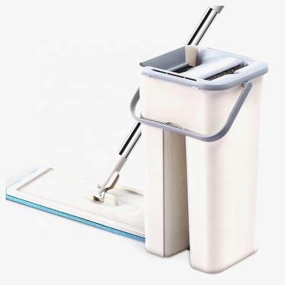 China 2021 viable hot selling stainless steel basket broom mop flat bucket pva magic flat mop household items for sale