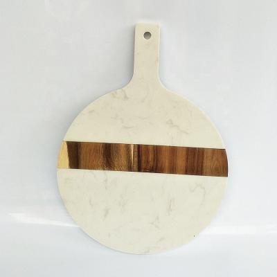 China Viable White Marble And Wooden Cheese Board Food Grade Cutting Board Cheese As Tray Kitchen Tableware Kitchen Tool for sale