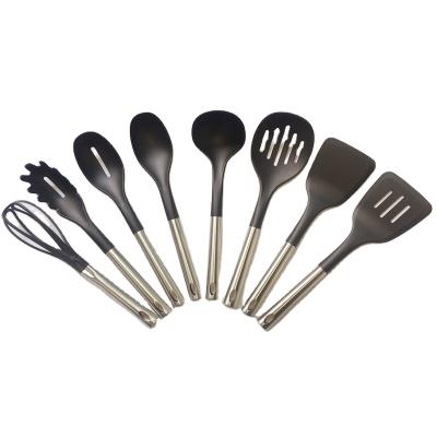 China 8 Piece Non-Stick Stainless Steel Handle Set Food Grade Nylon Kitchen Utensil Set Sustainable and Heat Resistant Tools for Cooking for sale