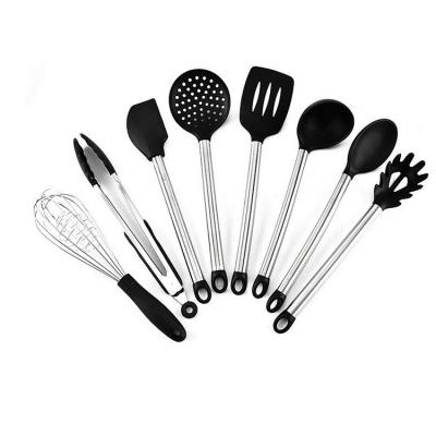 China Sustainable 8pcs S/S Design Handle Food Grade Silicone Ergonomic Kitchen Utensil Set Set Accessories For Kitchen for sale