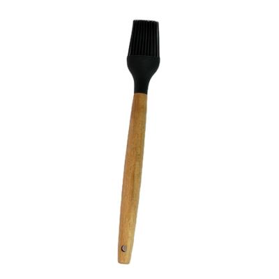 China Wooden Stocked Handle Silicone Basting Brush for BBQ, Pastry, Oil Brush with Beech Wood Handle for sale