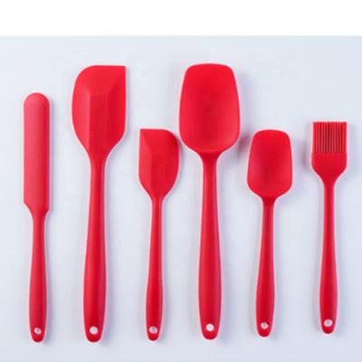 China Viable Silicone Kitchen Tools Baking Spatula Set For 6 Pcs Food Grade Silicone Baking Spatula High Quality Set for sale