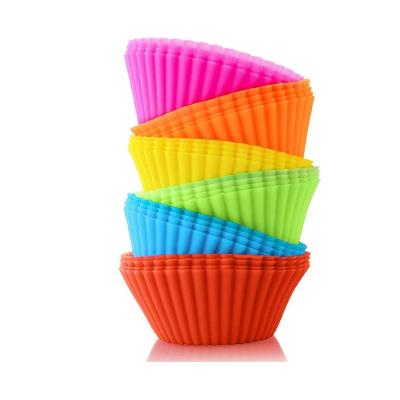 China Mini Disposable Colorful Silicone Cupcake Mold Reusable Silicone Cupcake Mold Liner Cake Non-Stick Baking Mold For Baking for sale