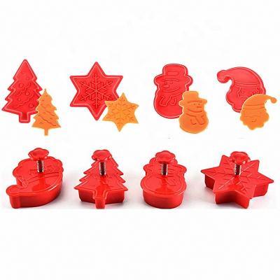 China Live Embossing Christmas Cookie Cutters Set Christmas Cookie Cutter Plunger Set 4pcs 4pack Plastic Die Cookies Pastry Cutter Set for sale