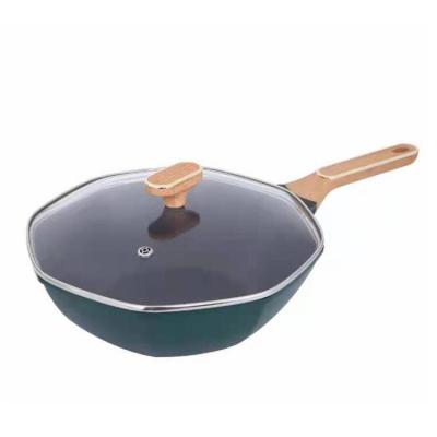 China New Model Factory Direct Selling Viable Medical Stone Aluminum Alloy 32cm Nonstick Pan With Induction Bottom for sale