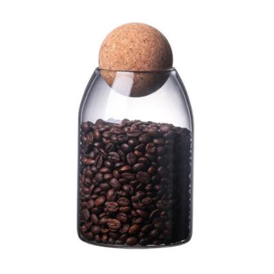 China Freshness Preservation 450ml Food Storage Canister Bottle Glass Airtight Jars With Cork Lid Stopper for sale