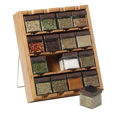 China Sustainable space saving, Inspirations 16-Cube bamboo spice rack with leaf labels is a practical and attractive addition to any modern kitchen for sale