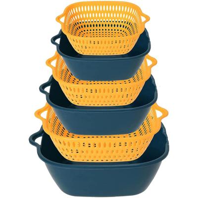 China Multifunctional 6-Piece Kitchen Drain Basket Viable For Cleaning, Draining And Storing Fruits And Vegetables Easy To Place Safe Material for sale