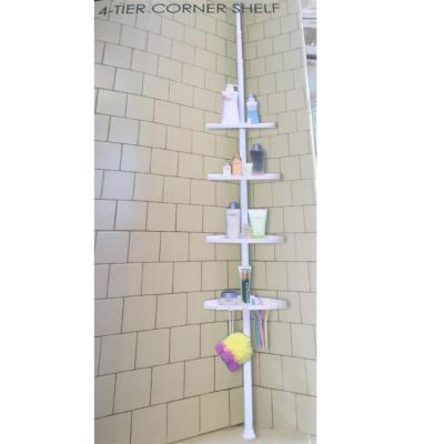 China Modern 4-Tier Bathroom Bathtub And Magic Plastic Corner Shower Tension Shelf Caddy for sale