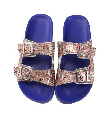 China Hot Sale Fashion Wholesale Crystal Women's CUSHIONING Slides PVC Glitter Sandals Outdoor and Indoor Comfortable Slides for Women for sale