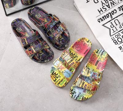 China 2022 Hot Sale Fashion Wholesale Crystal Women CUSHIONING Slides PVC Glitter Sandals Outdoor and Indoor Comfortable Slides for Women for sale