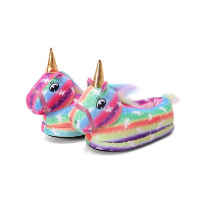 China CUSHIONING New Unicorn Slippers Color Half-Clog Cartoon Plush Slippers Warm Women Home Indoor Flip Flops Colorful Cotton Slippers for sale