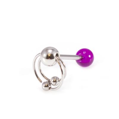 China FASHIONABLE Stainless Steel Double BCR Tongue Ring Piercing With Acrylic Ball for sale