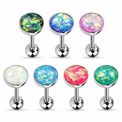 China Cheap Fake Opal Stone Tongue Barbell Stainless Steel Piercing for sale