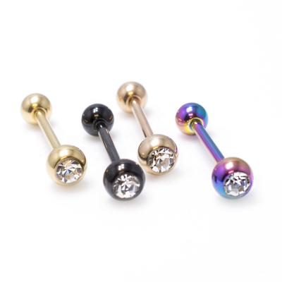 China Vintage Framing Setting Crystal Stainless Steel Tongue Barbell for sale