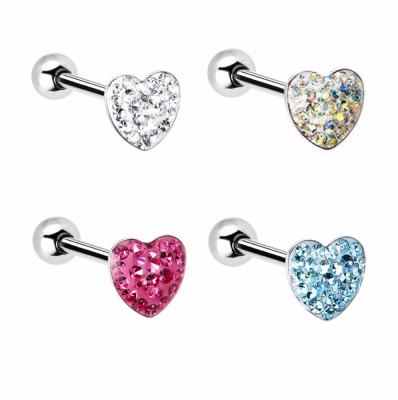 China TRENDY Clear Dome Heart Barbell Tongue Jewelry for sale