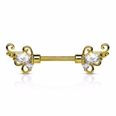 China FASHIONABLE BEAUTIFUL GEMS Gold Nipple Jewelry Adorned Rings for sale