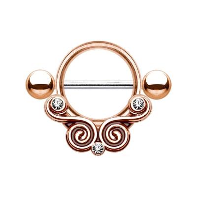 China ALLOY Rose Gold Swirl Stainless Steel Nipple Bars for sale