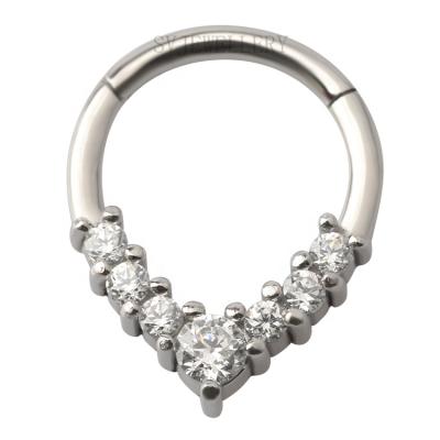 China FASHIONABLE CNC Titanium Hinged Clicker Segment Ring With Mult Rhinestones for sale