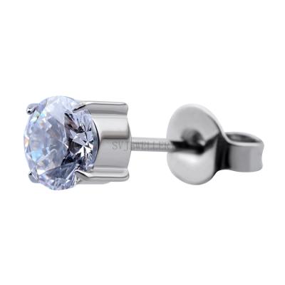 China FASHIONABLE G23 Fork Setting Titanium Zircon Ear Studs Earring Piercing Jewelry for sale