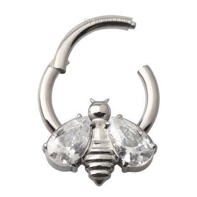 China FASHIONABLE Titanium Clicker G23 Circle Ring With Welding Bee Designed Ear Tragus for sale