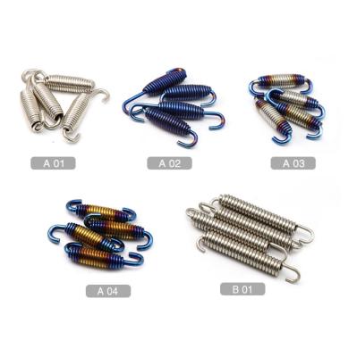 China Coil Motorcycle Refitting Accessories Exhaust Pot Spring Stainless Steel Color Titanium Muffler Universal Movable Spring Hook for sale