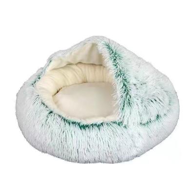 China Waterproof Plush Pet Bed Partially Enclosed Small And Medium Deep Sleep Round Bed for sale