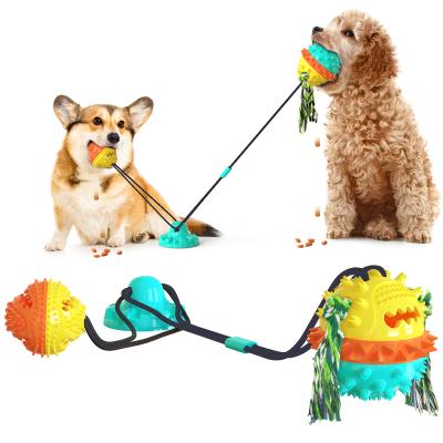 China Sustainable Supplies Rubber Durable Heavy Duty Chew Molar Toys Pet Sucker Pull Rope Dog Tug Toy Ball for sale