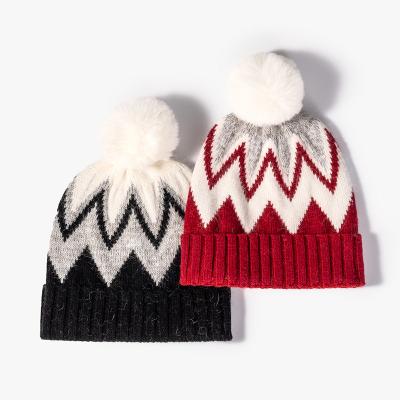 China breathable & 2023 OEM Waterproof Rabbit Fur Knit Warm Hat Pom Pom Rabbit Hair Knitted Beanie Winter Fur Hat Wholesale for sale