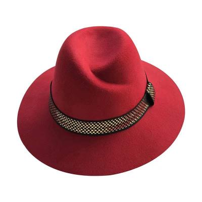 China High Quality Plush Women Wide Brim Wool Felt Fedora Hats With Decoration for sale