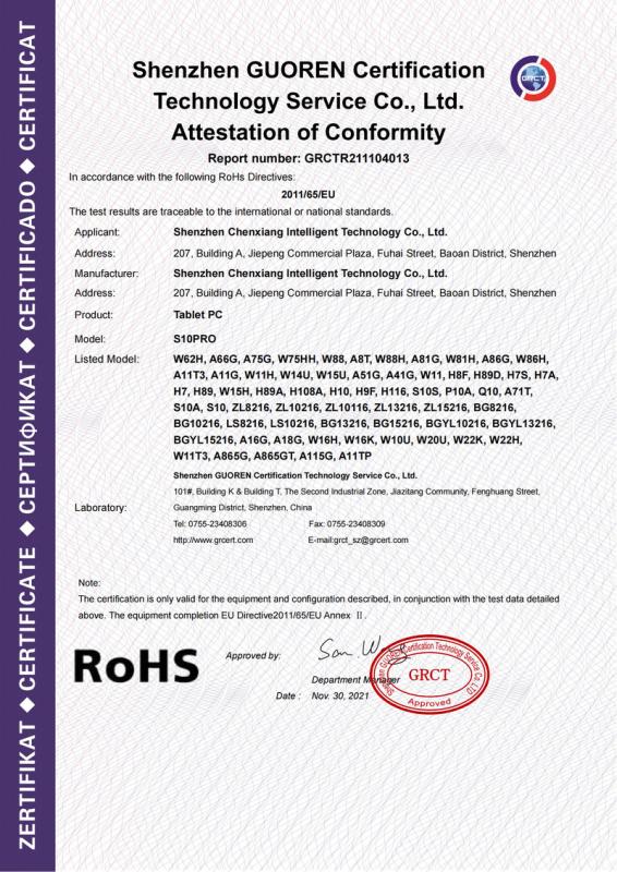 RoHS - Shenzhen Chenxiang Intelligent Technology Co., Ltd.