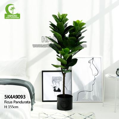 China Factory Wholesale 155cm Artificial Silk Fiddle Leaf Fig Tree Green Plant For Indoor Decor for sale