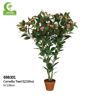 China Party Real Touch Artificial Plants 120cm Height Camellia Tree for sale