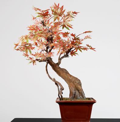 China Red Chinese Style Artificial Potted Floor Plants Hotel Desk Decor Maple for sale