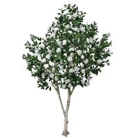 China 200cm Artificial Green Camellia White Flowers For Hotel Exhibition Decor for sale