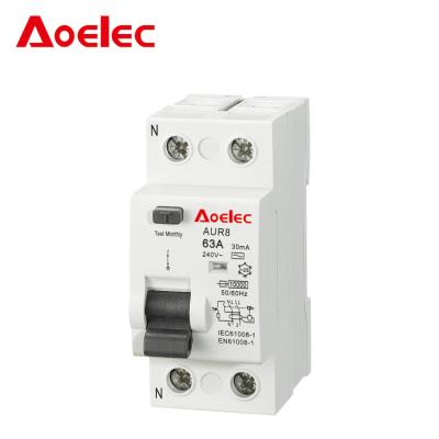 China AUR8 RCCB Type AC Modular Residual Current Circuit Breaker for sale