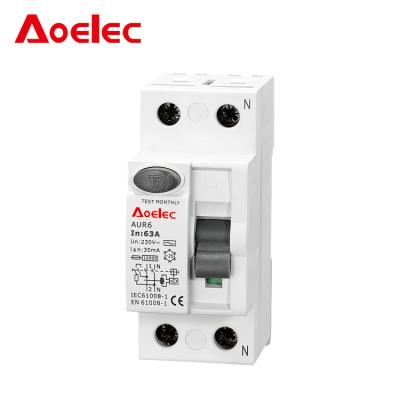 China AUR6 Type RCCB Type AC AC Modular Residual Current Circuit Breaker for sale