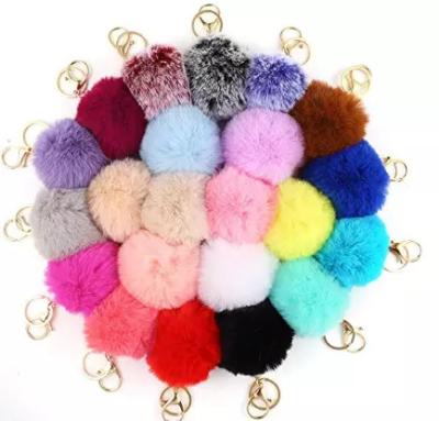 China 2022 Popular Promotional Gift Factory Popular Gifts Wholesale Keychains Cheap Colorful Cute Pompom Ball Puff Key Chain for sale