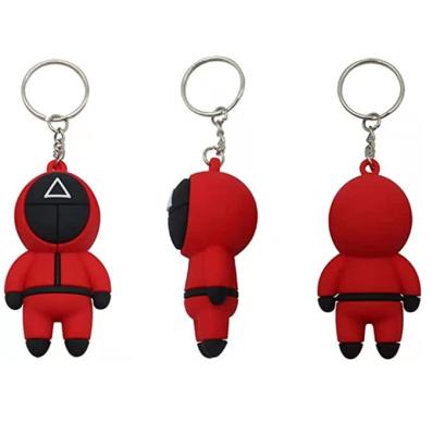 China Key Chain Promotional Doll 3D Keychains Halloween Cosplay Squid Sublimation Gifts Popular Korean Game Soldiers for sale