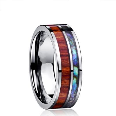 China Trendy Single Shell Double Line Online Ring Online Shop Wood Grain Stainless Steel Men's Silver Rings Wholesale for sale