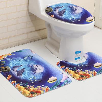 China Stocked 40x60 Bathroom Floor Mats Non Slip 3 Piece Covers Set Bathroom Mats 2021 Toilet Mats for sale