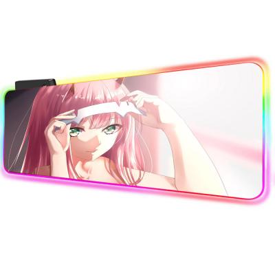 China Anti-slip Customized RGB Mouse Pad Anime Mat Desktop Beautiful Girl Mouse Large Customized Pad for sale