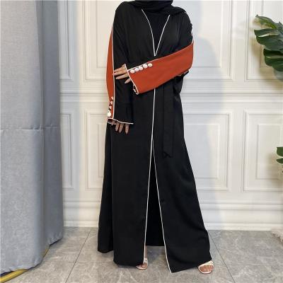 China Breathable Long Sleeves Cardigan For Women Islamic Muslim Double Color Chiffon Long Dress For Middle East Southeast Asia for sale