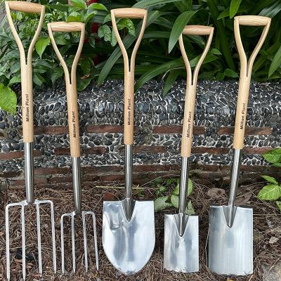 China Garden Shovel Outdoor  flower potted plants maintenance wooden handle fork shovel mini hand garden tools for sale