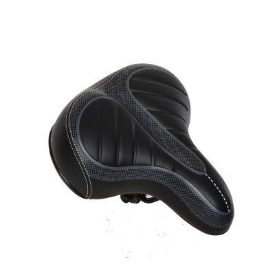 China Mountain Bikes Comfortable Soft Polyurethane Bike Saddle Barred Black PU Bike Saddle Leather Bicycle Saddle For Cycling for sale